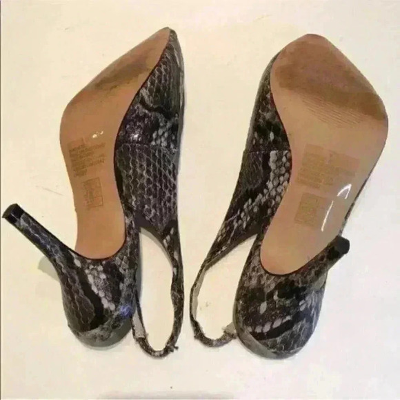 express Heels Snakeskin Print Pointy Toe Slingback - Picture 5 of 9